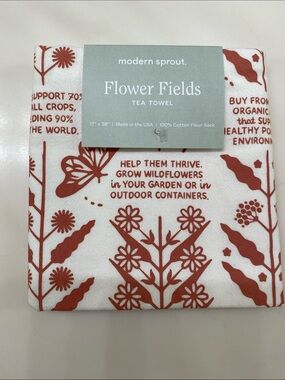 Flower Fields Tea Towel in Rust Print
